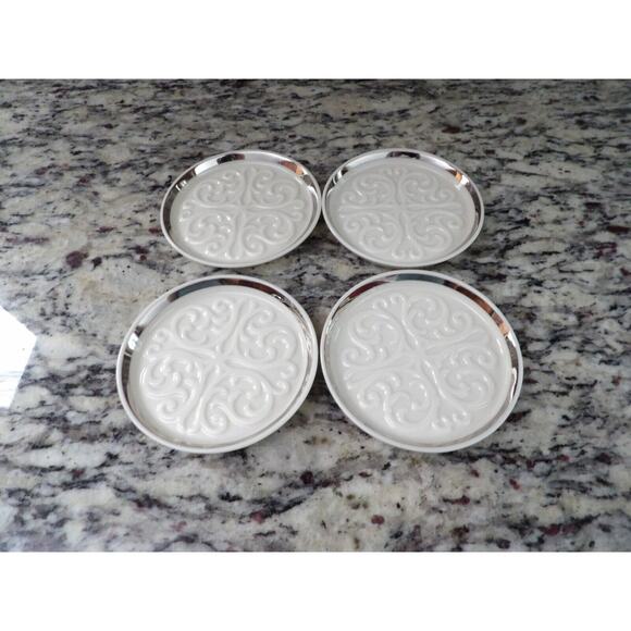 Lenox Coasters Seville Collection Platinum Trim 4" Set of 4 - Picture 1 of 6
